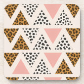 Dessous-de-verre Motif Triangle Rose et Léopard Chic (Devant)