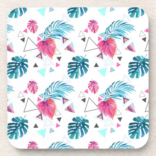 Dessous-de-verre Motif triangulaire de feuilles tropicales (Devant)