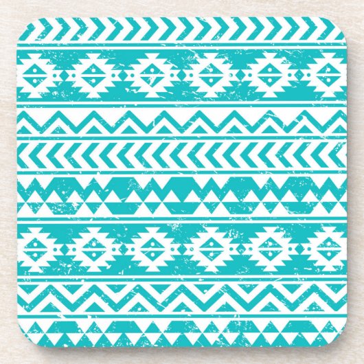 Dessous-de-verre Motif tribal Turquoise Grunge Aztec (Devant)