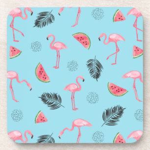 Dessous-de-verre Motif tropical à la mode de Flamant rose et de