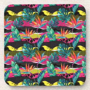 Dessous-de-verre Motif tropical abstrait de texture de néon