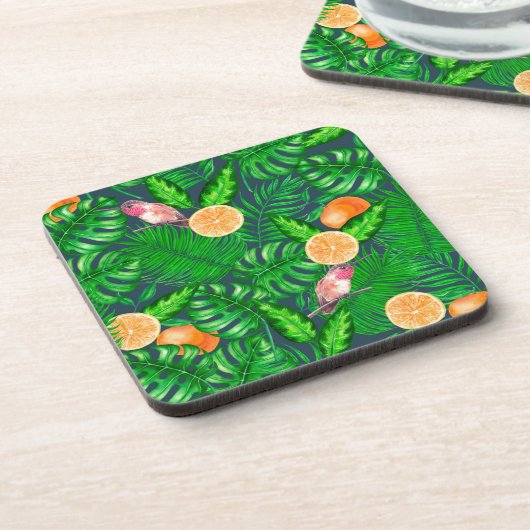 Dessous-de-verre Motif tropical, colibris (Côté gauche)