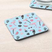 Dessous-de-verre Motif tropical d'été rose et bleu (Côté gauche)