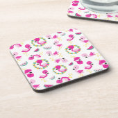 Dessous-de-verre Motif tropical, Flamants roses, pastèques, Fleurs (Côté gauche)