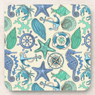 Dessous-de-verre Motif turquoise d'animaux de mer