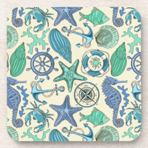 Dessous-de-verre Motif turquoise d'animaux de mer