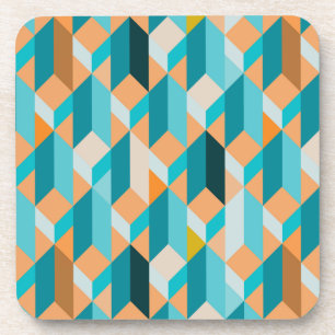 Dessous-de-verre Motif turquoise et orange de formes