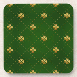 Dessous-de-verre Motif vert d'or de trèfle