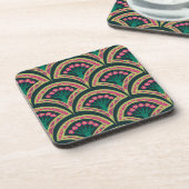 Dessous-de-verre motif vert en forme de coque (Côté gauche)