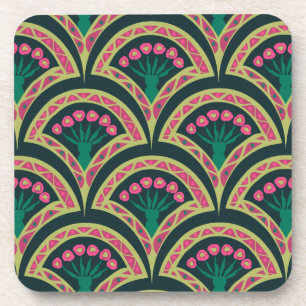 Dessous-de-verre motif vert en forme de coquille