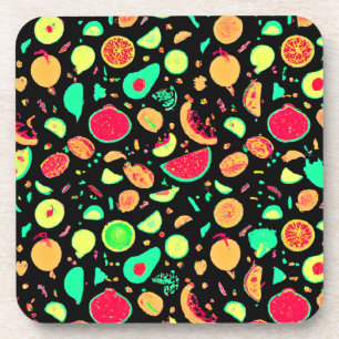 Dessous-de-verre Motif vibrant de fruits de néon