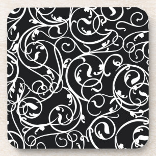 Dessous-de-verre Motif vintage noir et blanc élégant de damassé