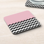 Dessous-de-verre Motif Zigzag noir et blanc, Chevron, rose (Côté gauche)