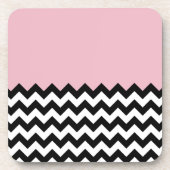 Dessous-de-verre Motif Zigzag noir et blanc, Chevron, rose (Devant)