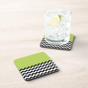 Dessous-de-verre Motif Zigzag noir et blanc, Chevron, Vert