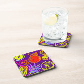 Dessous-de-verre Motifs de fruits tropicaux au néon (Côté Droit)