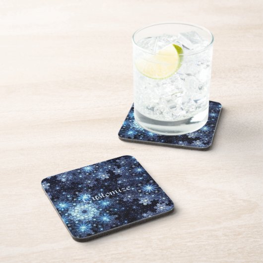 Dessous de verre Motifs Wintery Blue Snowflake (Côté Droit)