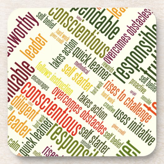 Dessous-de-verre Motivation Mots #4 valeurs positives (Devant)