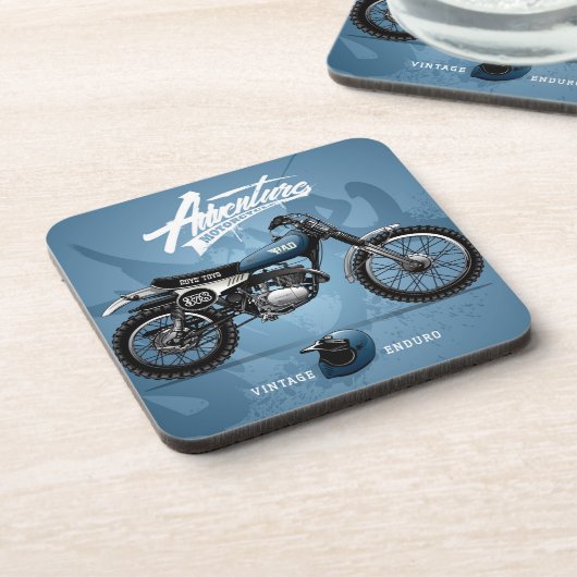 Dessous de verre moto bleu | Ensemble de Dessous d (Côté gauche)