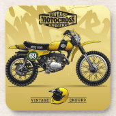 Dessous de verre Motocross jaune | Ensemble de Des (Devant)