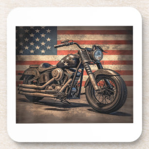 Dessous-de-verre Motorcycle USA Drapeau Retro Biker