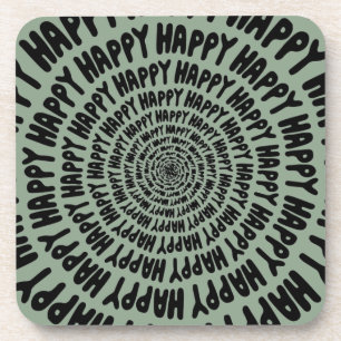 Dessous-de-verre Mots joyeux police spirale cercles concentriques v