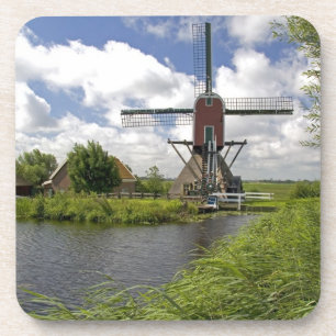 Dessous-de-verre Moulin à vent le long d'un canal à l'est de Leiden