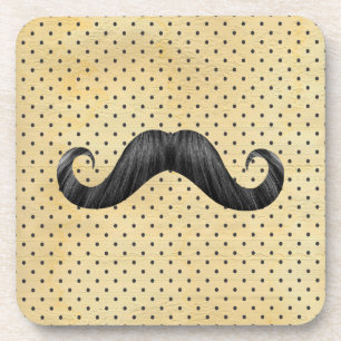 Dessous-de-verre Moustache noire drôle sur le pois jaune vintage