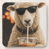 Dessous-de-verre Moutons cools buvant du café glacé (Devant)