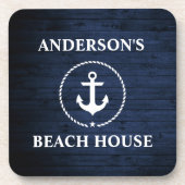 Dessous-de-verre Nautical Beach House Nom de famille Ancre Blue Woo (Devant)