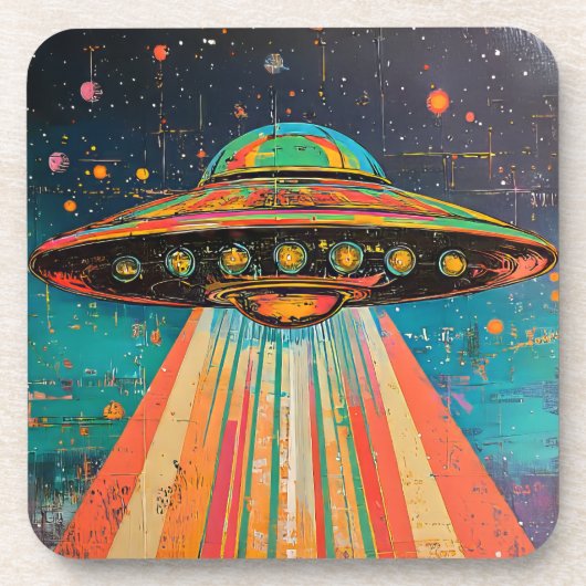 Dessous-de-verre Navire spatial UFO coloré (Devant)