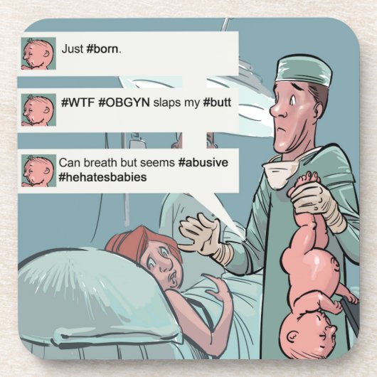 Dessous-de-verre Né Pour Tweeter Drôle Caricature (Devant)