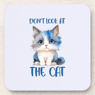 Dessous-de-verre Ne regardez pas le chat - adorable chaton bleu
