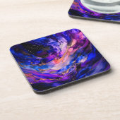 Dessous-de-verre Nebula de l'espace violet dans l'encre d'alcool (Côté gauche)