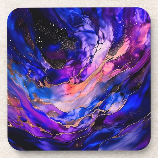 Dessous-de-verre Nebula de l'espace violet dans l'encre d'alcool (Devant)