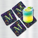 Dessous-de-verre Neon Cocktails et boissons sur Monogramme noir<br><div class="desc">Dessous de verre en plastique dur avec une impression amusante de cocktails aux couleurs néons - rose chaud, vert citron, orange, turquoise et vert citron sur arrière - plan noir. Ensemble de 6 dessous de verre mesure 3, 8 po x 3, 8 po. Un accent cool à votre décor maison,...</div>