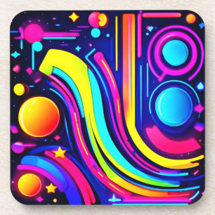 Dessous-de-verre Neon Dreams : Une odyssée numérique psychédélique