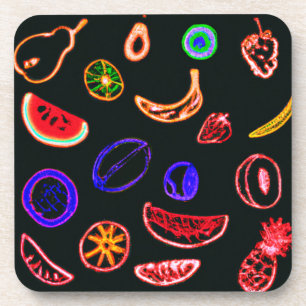 Dessous-de-verre Neon Fruits Motif Design d'art