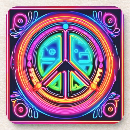 Dessous-de-verre Neon Peace Mandala (Devant)