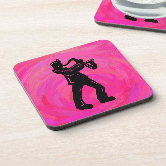 Dessous-de-verre New York Boogie Nuits Saxophone Hot Pink (Côté gauche)