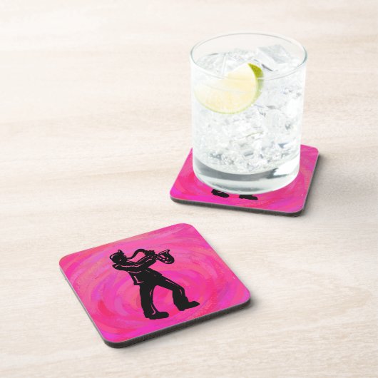 Dessous-de-verre New York Boogie Nuits Saxophone Hot Pink (Côté Droit)