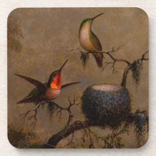 Dessous-de-verre Nid d'oiseau de colibris peinture victorienne de H