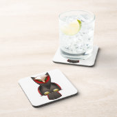 Dessous-de-verre Ninja Owl en rouge vert et Brown (Côté Droit)