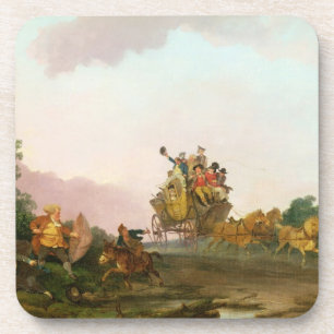 Dessous-de-verre Noceurs sur un entraîneur, c.1785-90 (huile sur l