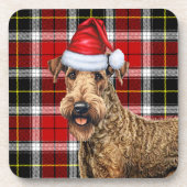 Dessous-de-verre Noël Airedale Terrier Chien Rouge Plaid Holiday (Devant)