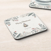 Dessous-de-verre Noël Aquarelle Salutations (Côté gauche)