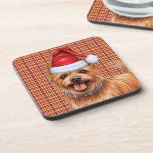 Dessous-de-verre Noël Australien Terrier Dog Plaid Holiday