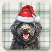 Dessous-de-verre Noël Barbet Chien Vert Plaid Vacances (Devant)