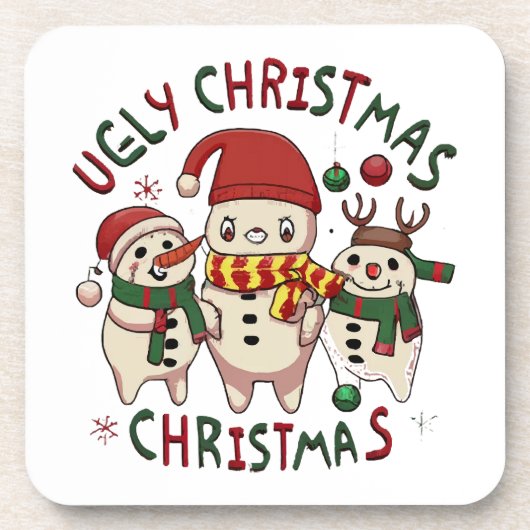 Dessous-de-verre Noël blanc ; UGLY CHRISTMAS (Devant)