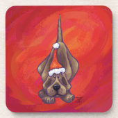 Dessous-de-verre Noel de Chien À La Hache Sur Rouge (Devant)